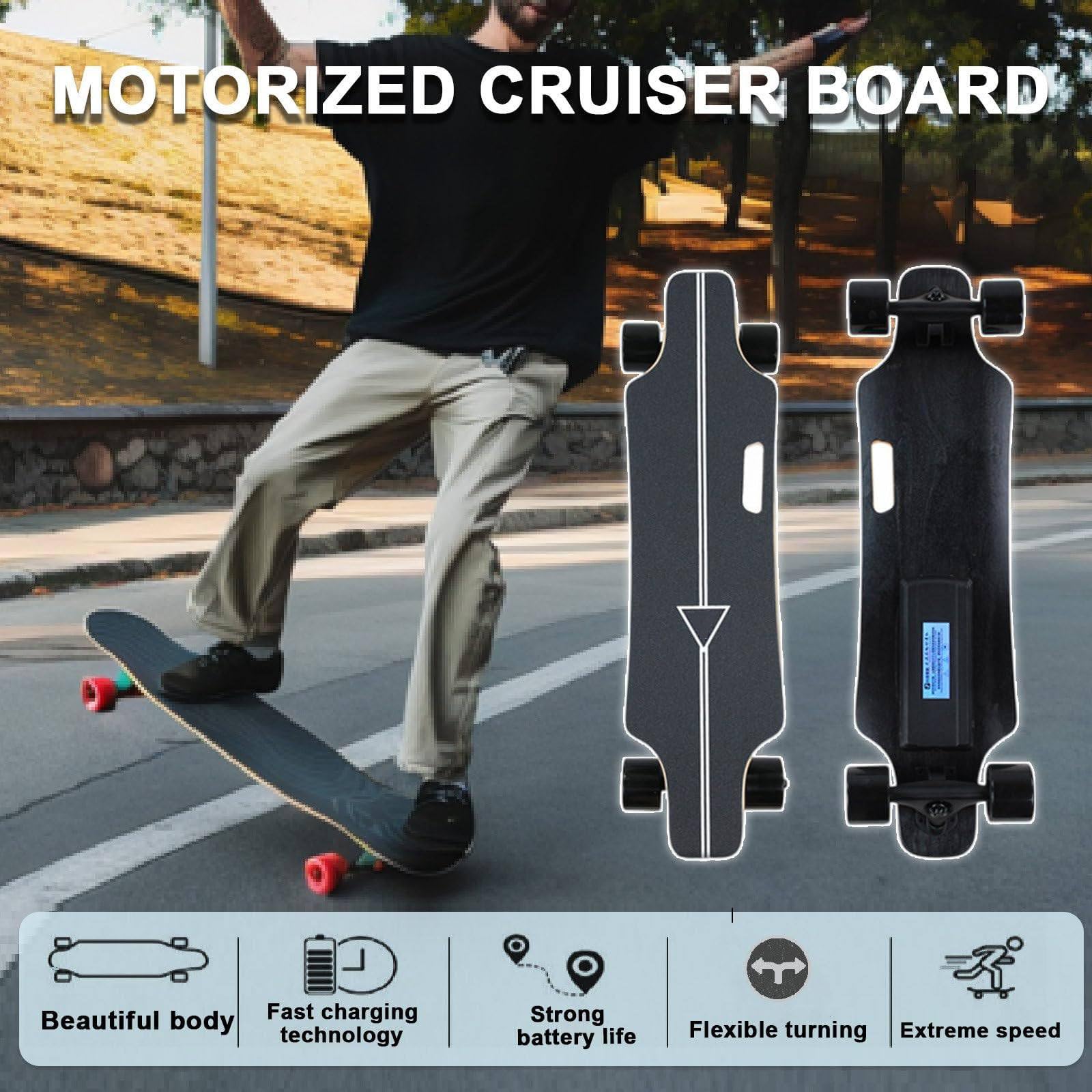 Planche Électrique Tout-Terrain Adultes-Skateboard Électrique 700W, Double Moteur, Vitesse Maximale De 35 Km/H, Autonomie De 15/22 /30 Km, Charge De 150 Kg,Campus& Aventures Urbaines 22KM