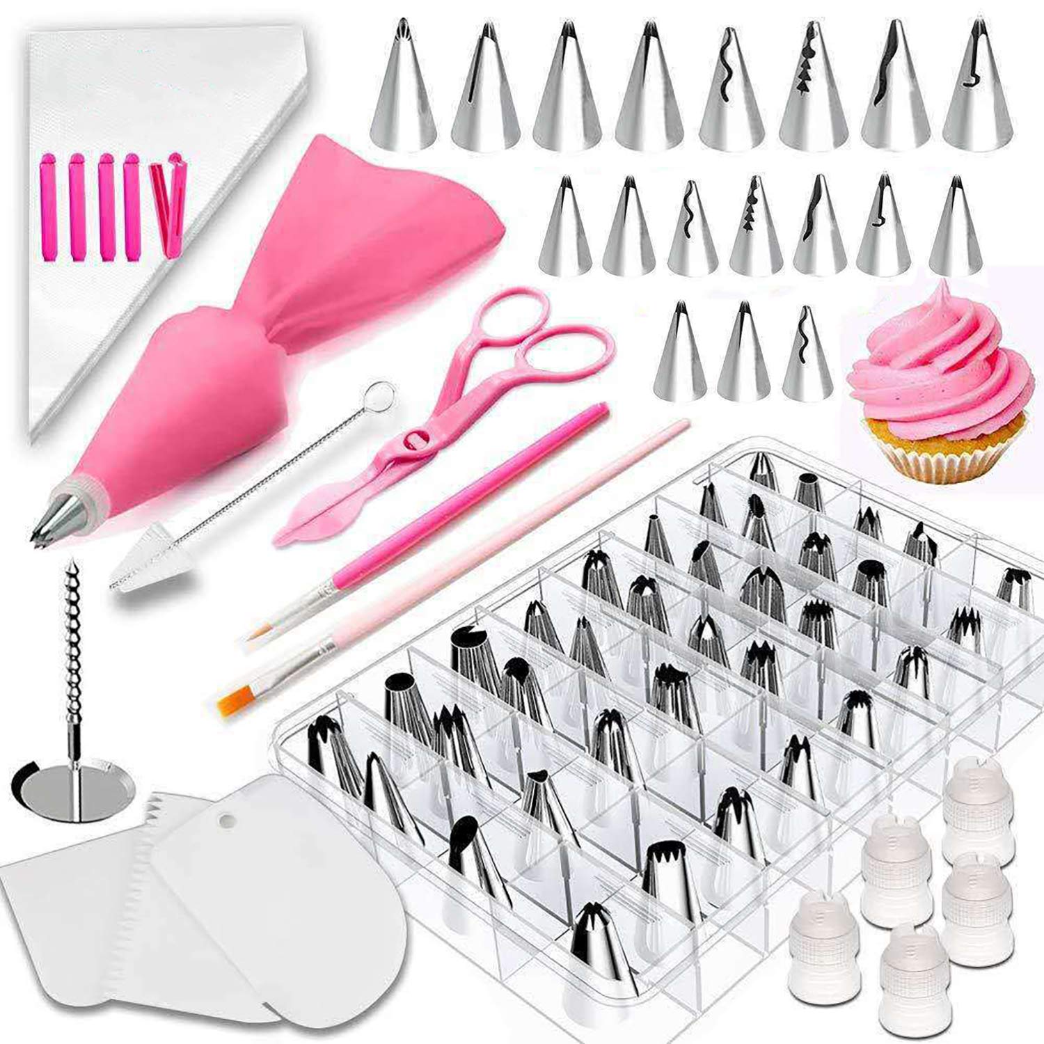 83 Pieces Cake Decorating Kits in a Box, Stainless Steel Icing Piping Nozzle Tip Set with 44 Icing Tips, Baking Frosting Tools Set for Cupcakes Cookies or Whipped Cream Clay for Making DIY at home