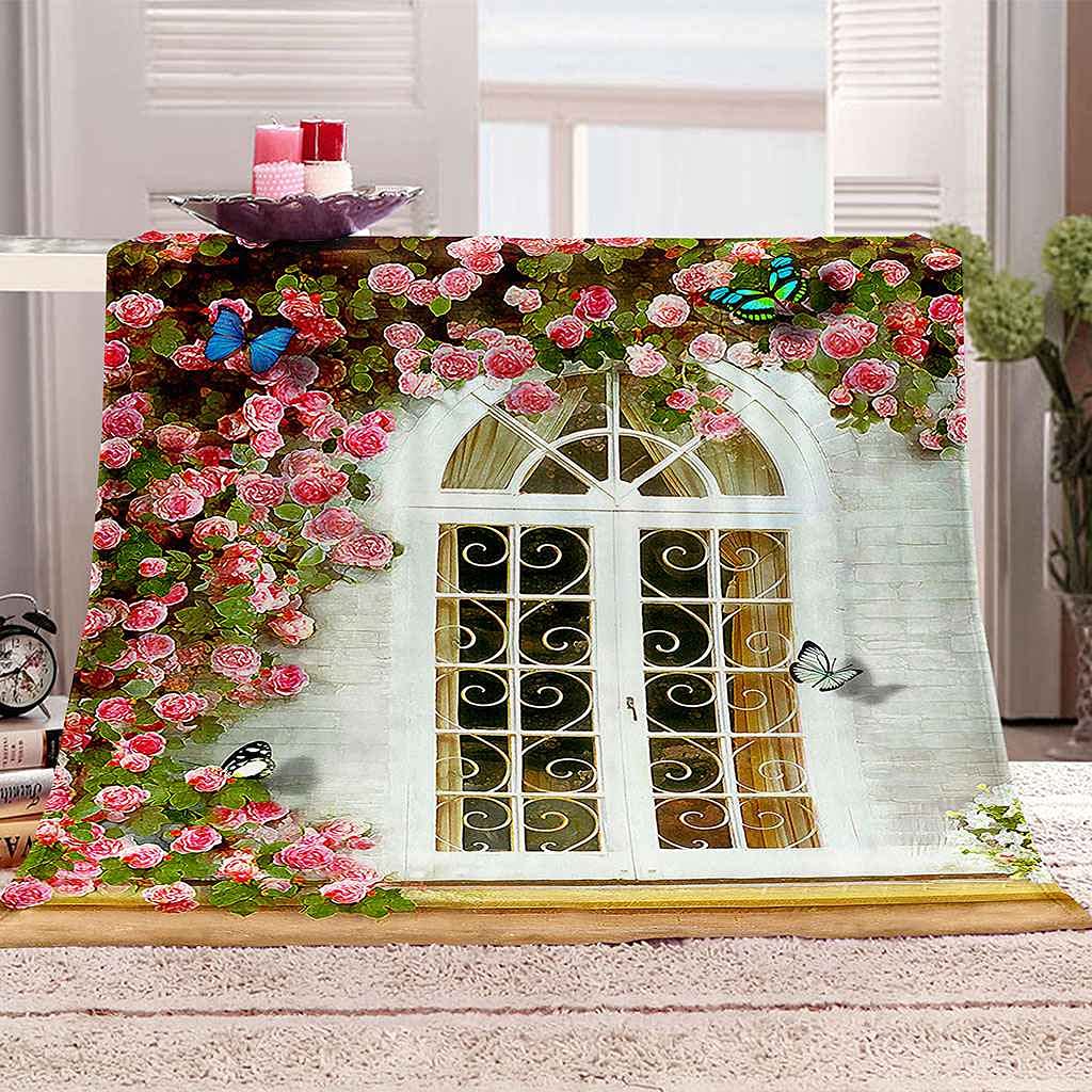 Couverture impression 3D rose grand plaid polaire chaud toutes saisons