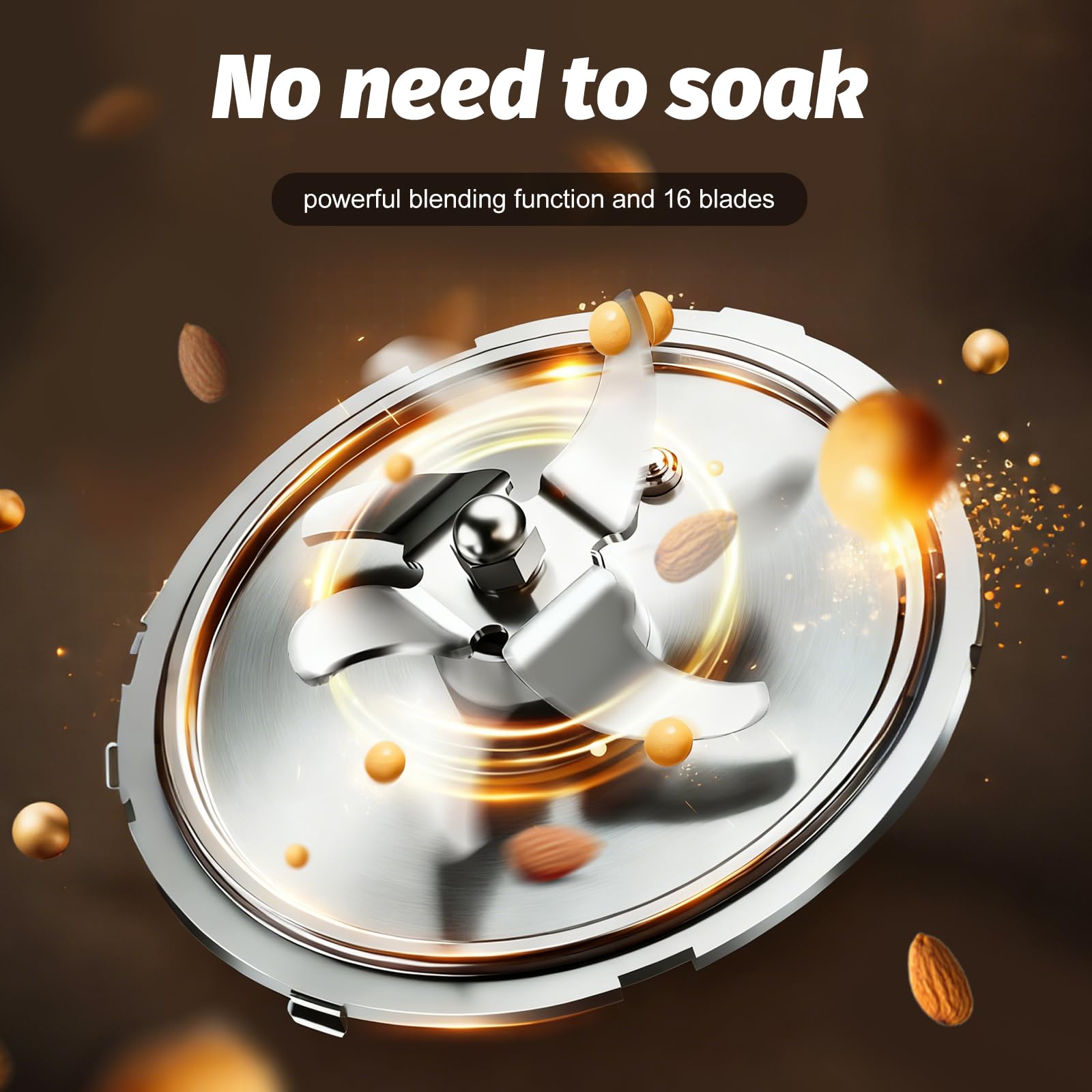 Macchina per latte di soia, 1400 ml, con 16 lame, indicatore LED, prenotazione 12 ore, autopulente, 6 funzioni, per latte vegetale fatto in casa, avena, latte di mandorle