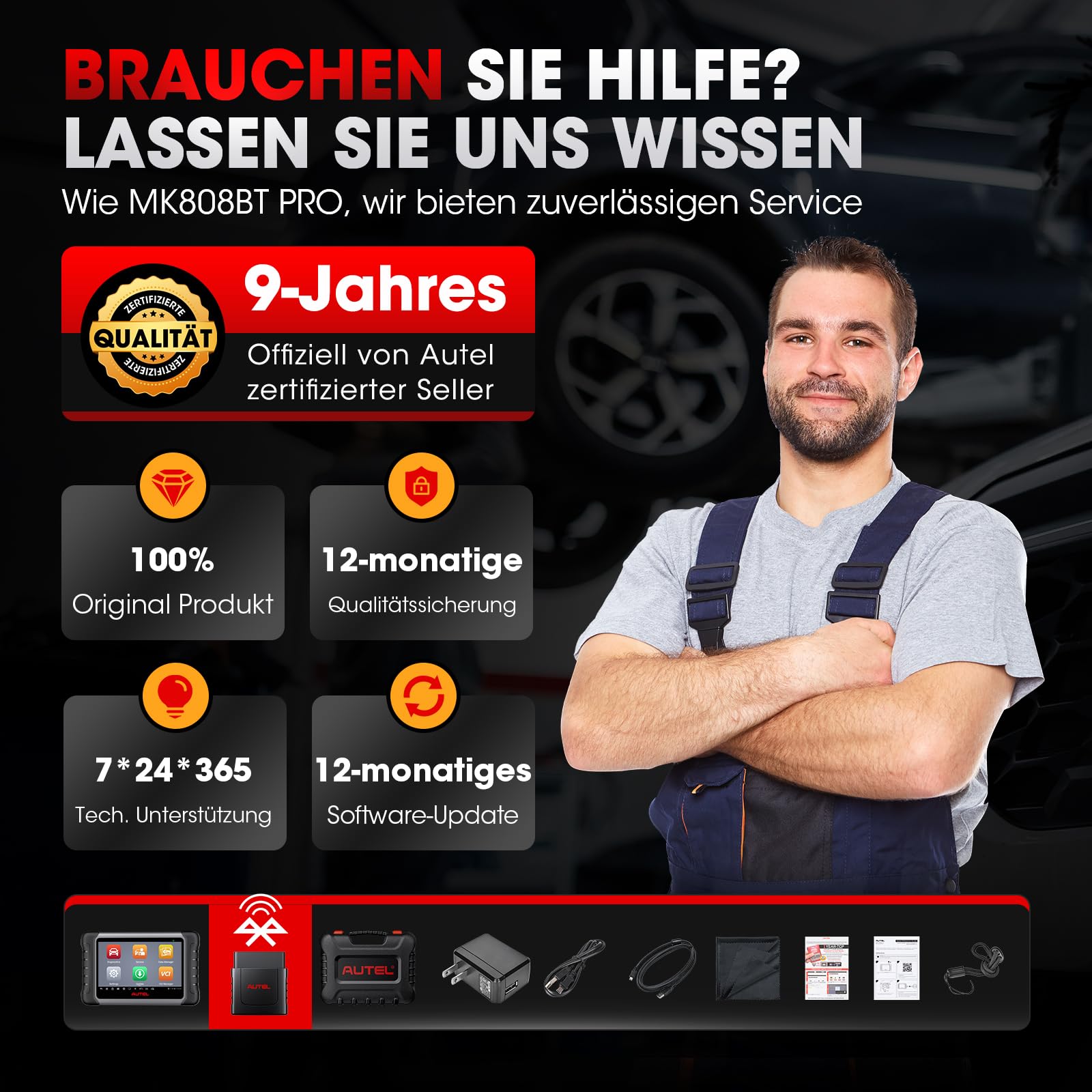 Autel MaxiCOM MK808K-BT OBD2 Diagnosegerät Gleich wie MK808BT Pro 2024 Bidirektionaler Aufstockung des MK808S MX808S, BT Ver. von MX900, Aktiver Test, 28+ Dienst, Alle System Scan-Tool, Batterie Test