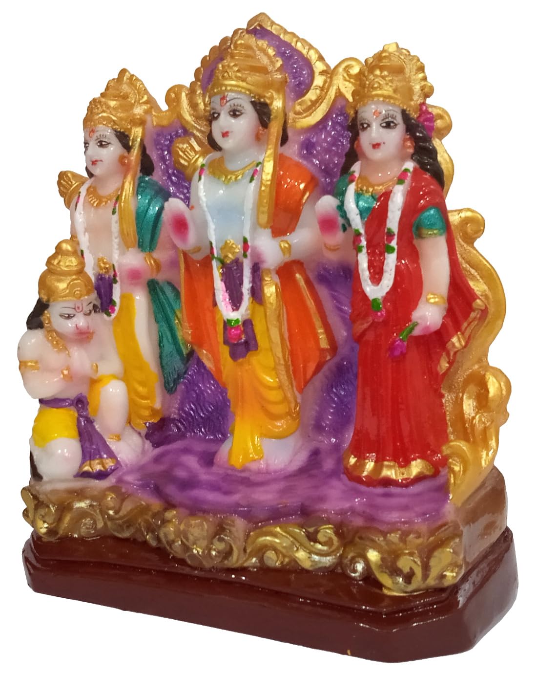 Purpledip Resin Majestic Statue: Ram Darbar with Rama, Sita, Lakshman, & Hanuman (12709), Multicolor - Image 3