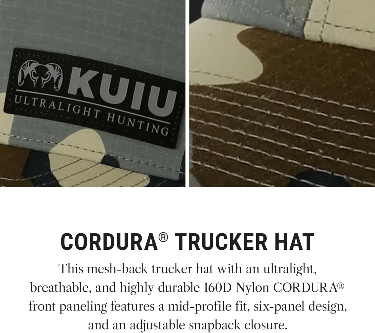 KUIU Cordura® Trucker Hat - Ultralight, Breathable Mesh Back, Adjustable Snapback, 6-Panel Design, DWR Stain-Resistant Visor - Image 2