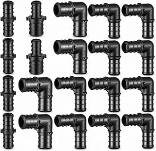 Colingmill 20 pcs PEX Fittings Kit, Includes 1/2 Pex 90 Degree Elbow, 3/4 Pex-Elbow, 1/2 Pex-Coupling and 3/4 to 1/2 Pex-Reducer, Poly PPSU Barb Crimp Fittings for Pipe, Lead-Free