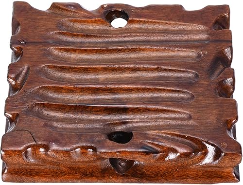 Miniatura 4 de PATIKIL Soporte de exhibición de madera, 6.5 x 6.5 pulgadas, jarrón cuadrado para tetera, base de bonsái, soporte de madera para decoración del
