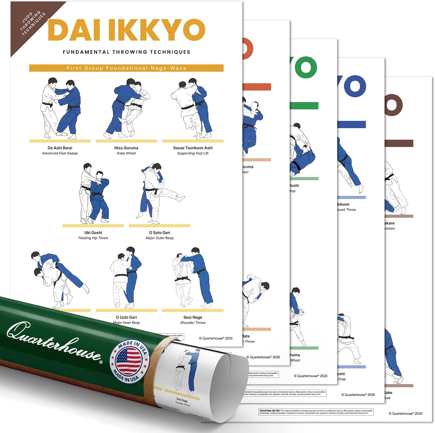 Quarterhouse 5 Poster Judo Throwing Techniques Set