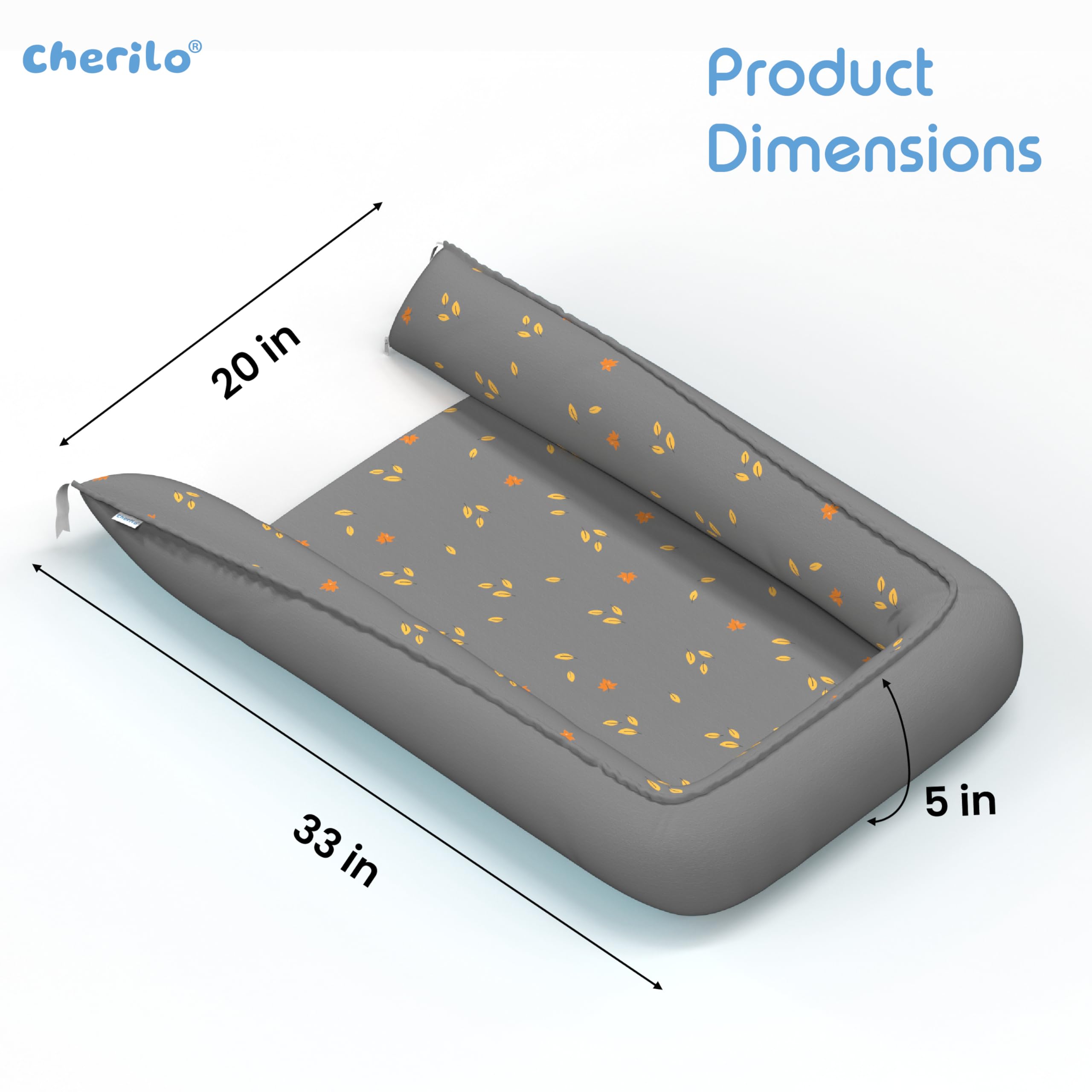 Cherilo Baby Sleeping Bag, Cotton Bedding Set for Infants and New Born Baby Carry Nest, Portable Bassinet Sleeping Pod for Bed, Age 0+ Months, (Grey Leaf) - Image 6 thumbnail