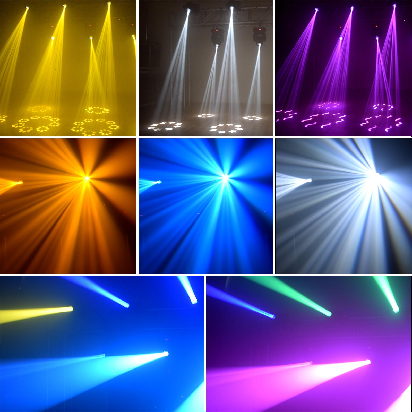 100W Moving Head Led Beam DMX512 Bühnenlicht mit 8 Gobos und 8 Farben Partylicht DJ Licht 8 Prisma Lichteffekt Stage Strobe für DJ Bar Club Disco Hochzeit Party