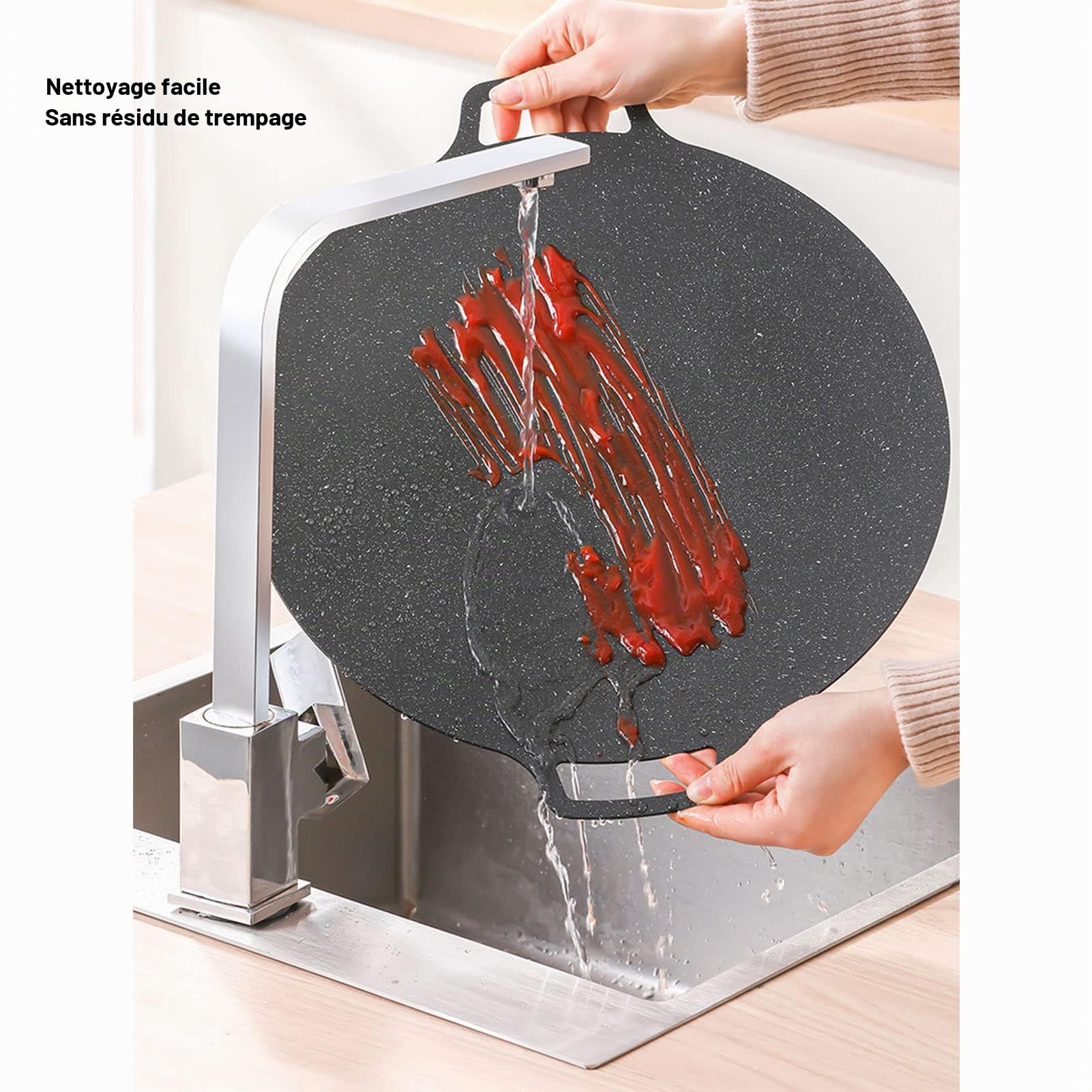 Poêle à Griller Coréenne, Poêle à Griller Ronde Antiadhésive pour Barbecue Coréen, Plaque à Griller Ronde avec Poignée, Plaque de Cuisson Multifonctionnelle (Universal Model 33cm)