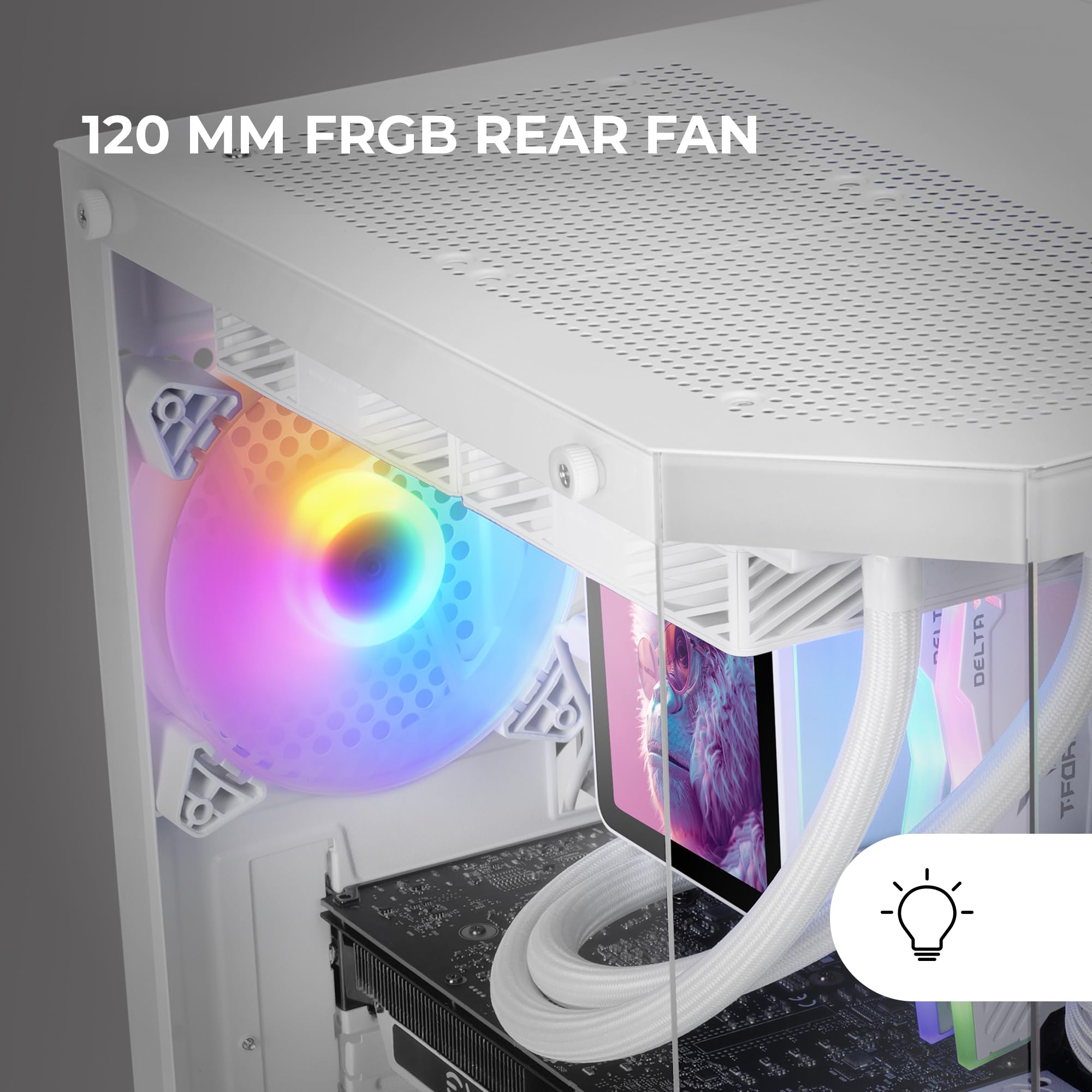 Mars Gaming MC-3TCORELCD Caja Gaming ATX, Pantalla IPS 7,2” Personalizable, Triple Cristal Templado Extraíble, Estructura Doble Cámara Lateral, Soporte de Refrigeración Líquida hasta 360mm, Blanco — view 128