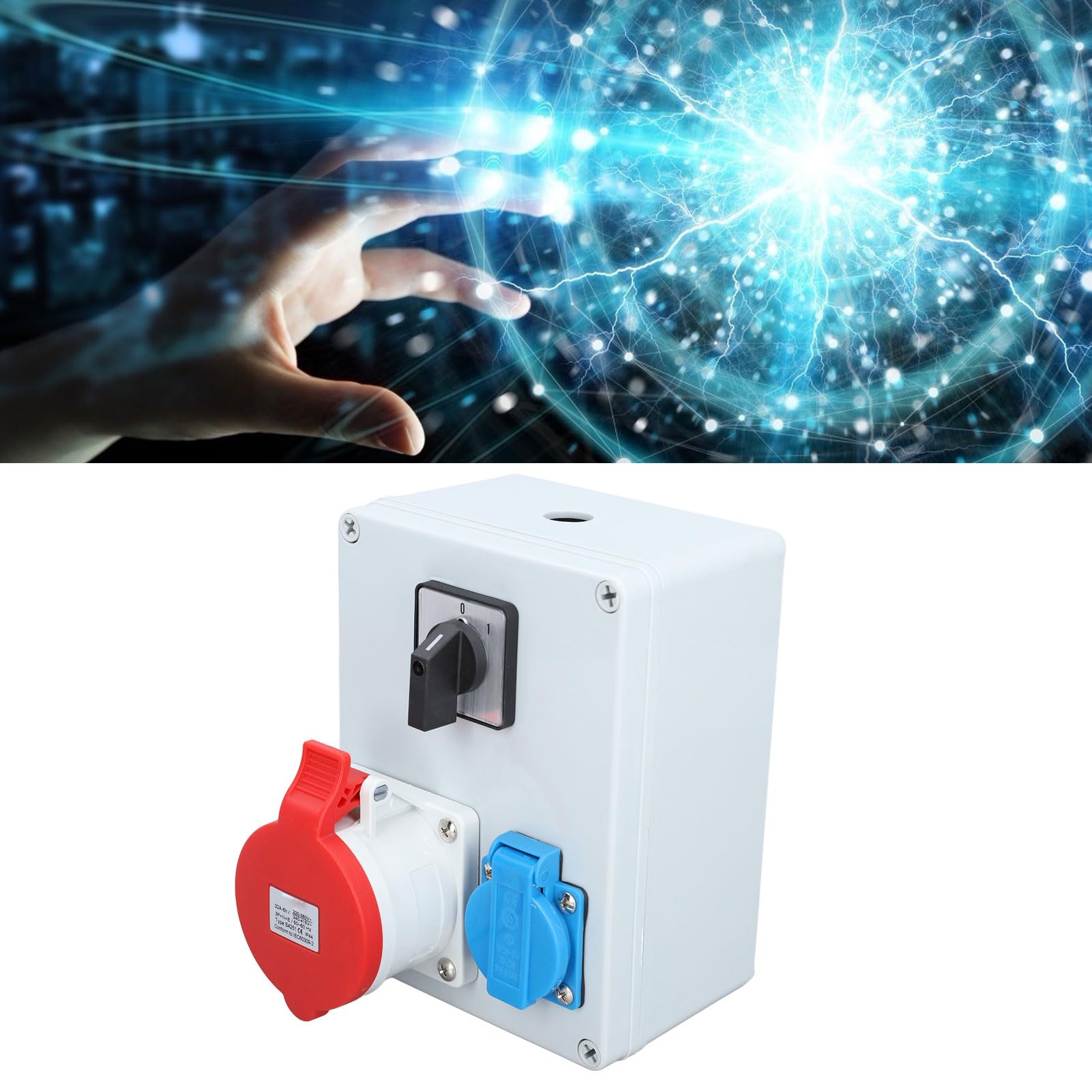 Enchufe de Pared CEE Caja Distribuidora de Energía ABS CEE 5P 32A con Salida EU 16A IP44 Interruptor de Perilla de 2 Niveles a Prueba de Agua para Energía Temporal en Edificios y Uso en