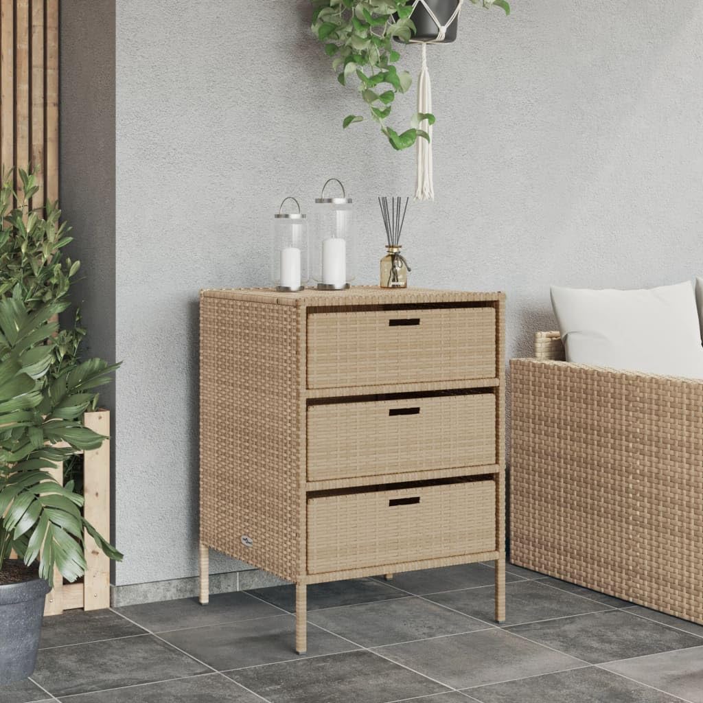 ZEYUAN Armario de almacenaje de jardín ratán PE Beige 55x59x80 cm, Armario Exterior Escobero, Mueble Exterior Almacenaje, Armario Exterior Jardin, Muebles Jardin Exterior - 365554