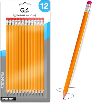 G4GADGET HB Pencils Pack of 24 School Pencils with Rubber, Break Resistant HB Graphite Pencils for Writing, Drawing & Sketching