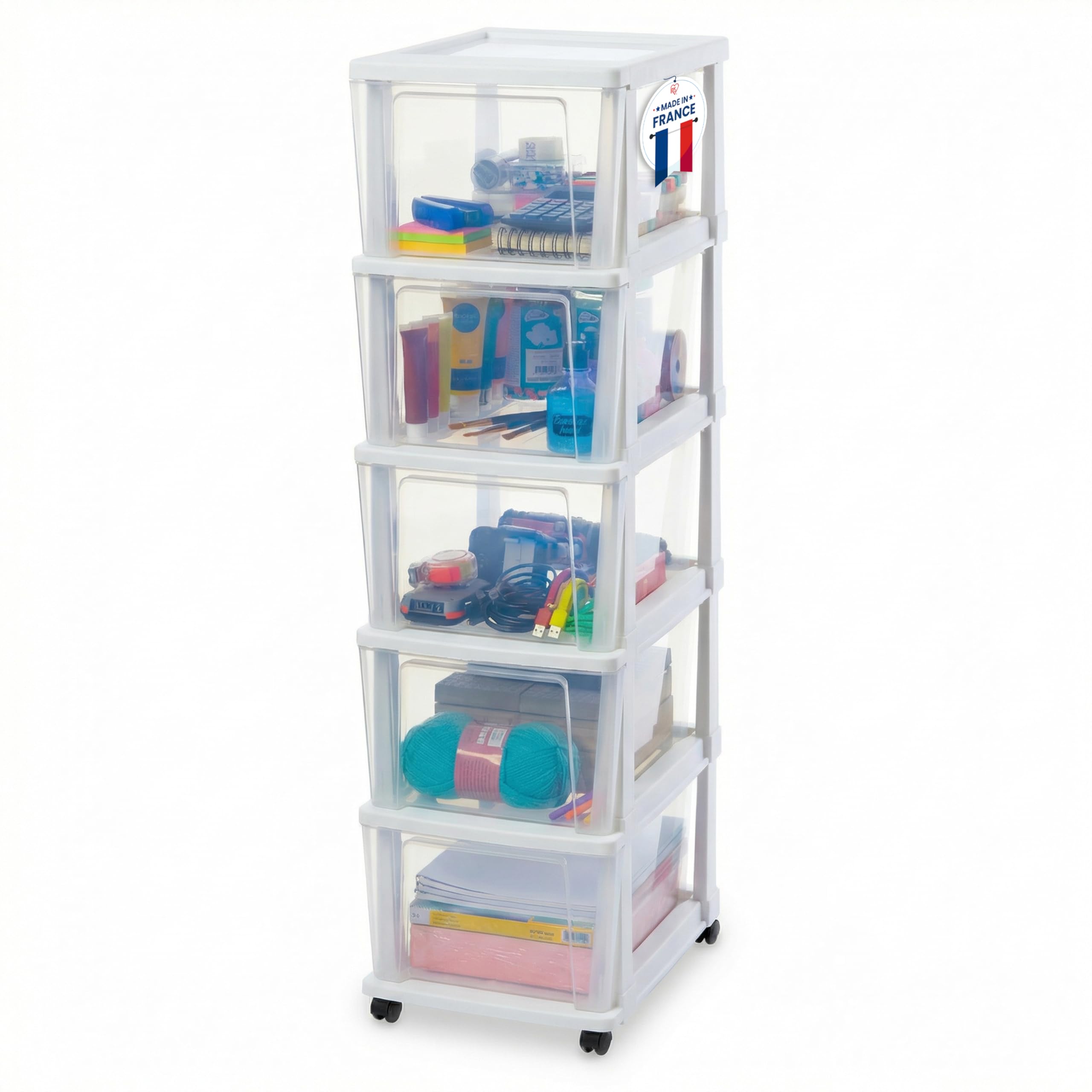 Tour de rangement plastique Iris Ohyama KMC-305 à 5 tiroirs