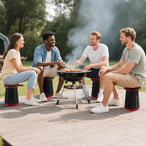 Miniatura 2 de Upgraded Foldable Stool Thickened Set of 2, Portable Collapsible Stool Retractable Stool, Foldable Portable Collapsible Chair for Fishing, Hiking