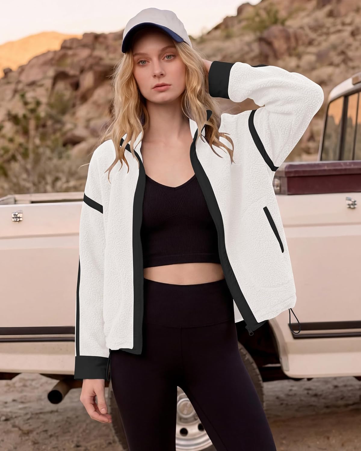 Gacaky Womens Fuzzy Fleece Jacket Winter Casual Full Zip Warm Jackets Fashion Shacket Coats Outwear With Pockets