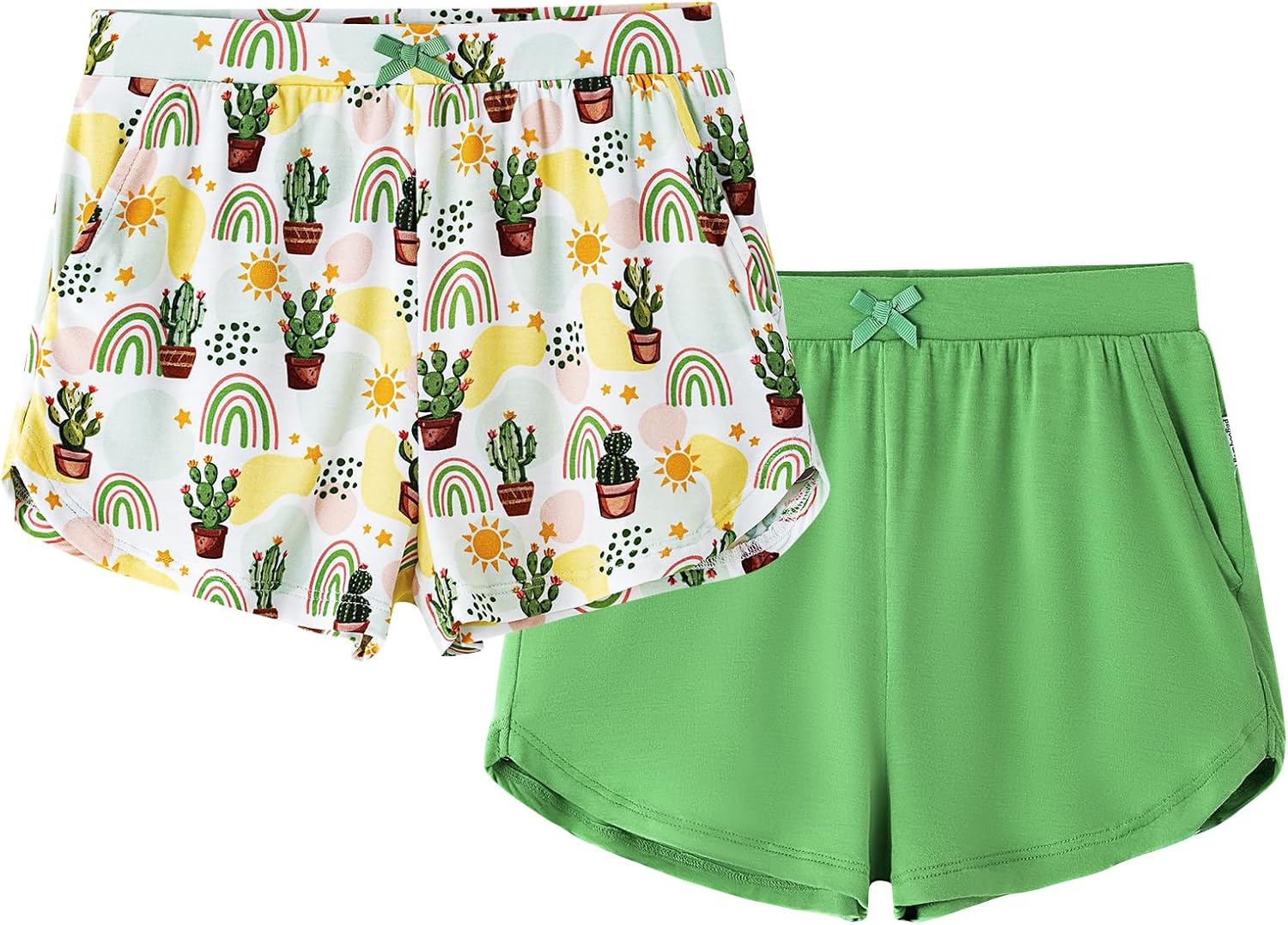 Girls' Pajama Shorts 2-Pack Toddlers Sleep Bottoms Girls Summer Kids Bamboo Viscose Shorts 2-5T