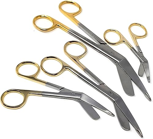 Lister - Juego de 4 tijeras de vendaje de 3.5 pulgadas, 4.5 pulgadas, 5.5 pulgadas, 7.25 pulgadas, tijeras de acero inoxidable de grado médico con