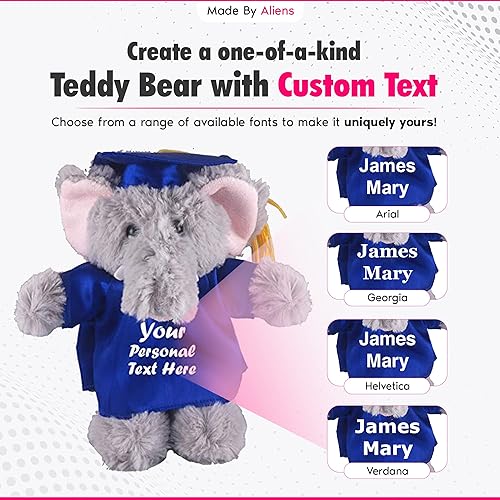Miniatura 4 de Hecho por Aliens juguetes de peluche de peluche de 8.0in, regalo para día de graduación, texto personalizado, nombre o logotipo de tu escuela en el