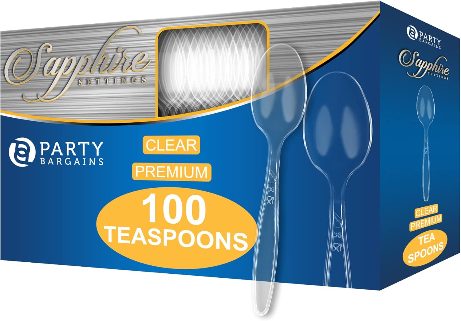 Party Bargains 100 Disposable Tea Spoons [Sapphire] Clear