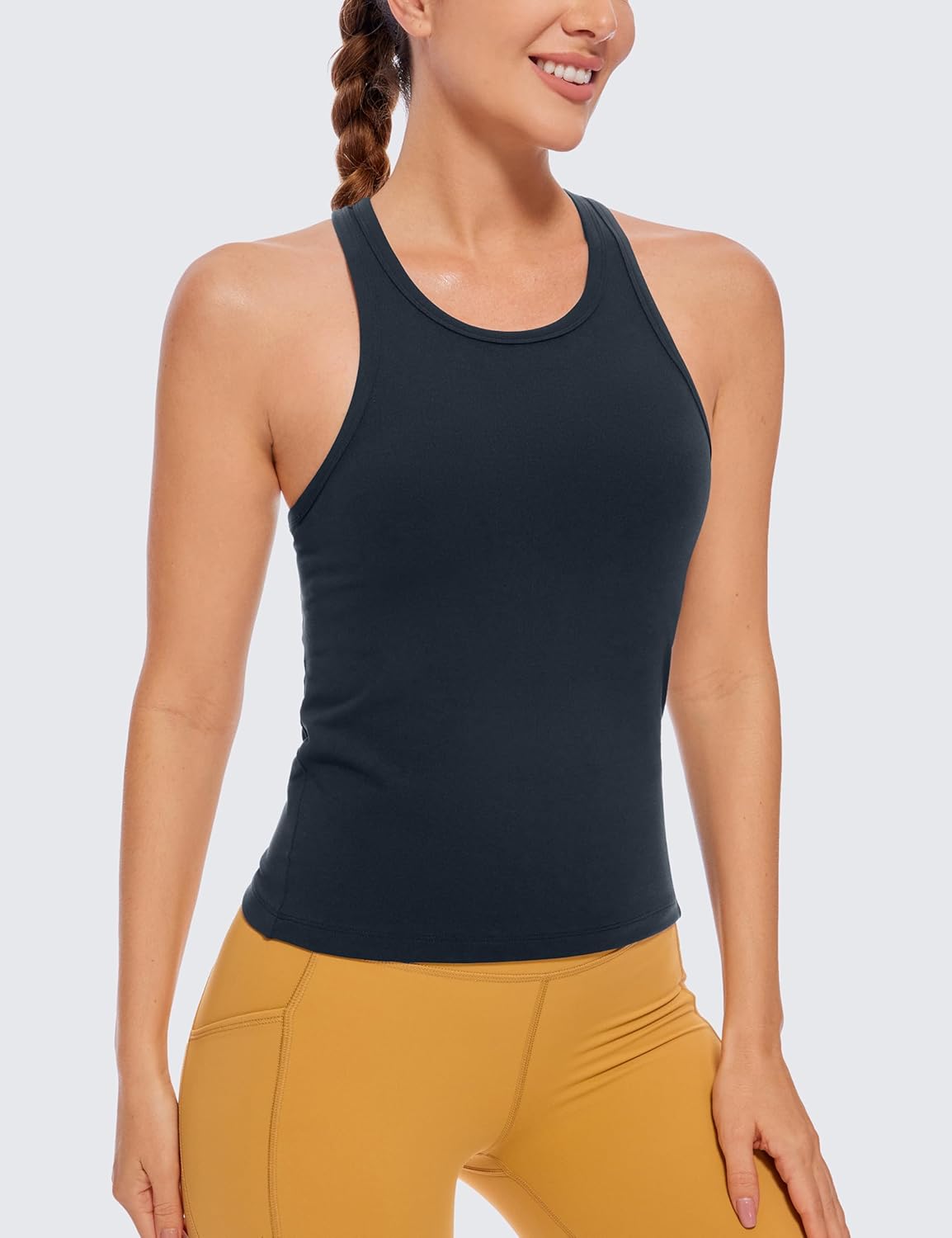 CRZ YOGA Butterluxe High Neck Tank Tops for Women - Yoga Workout Athletic Gym Camisole Racerback Sleeveless Shirts