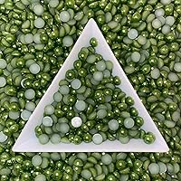 Vista 4 de 1500 perlas semicirculares con parte trasera plana, cuentas verdes medio redondas de 0.157 pulgadas para manualidades, fabricación de joyas