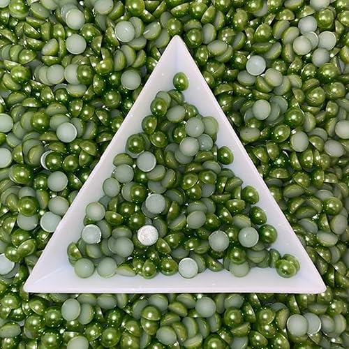 Miniatura 4 de 1500 perlas semicirculares con parte trasera plana, cuentas verdes medio redondas de 0.157 pulgadas para manualidades, fabricación de joyas,