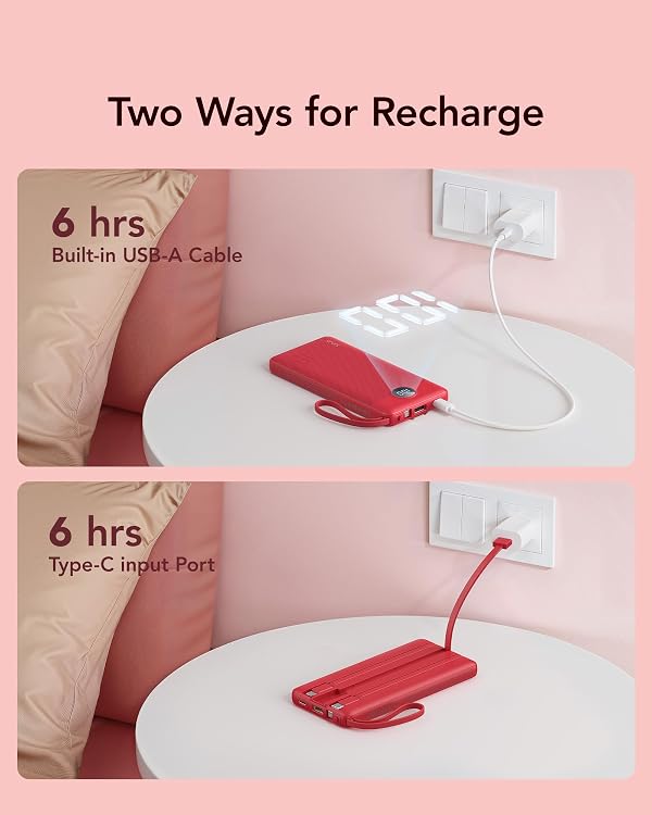 Power Bank with Built-in Cables, VRURC 10000mAh Slim Portable Charger by VRURC - Used condition - Image 7