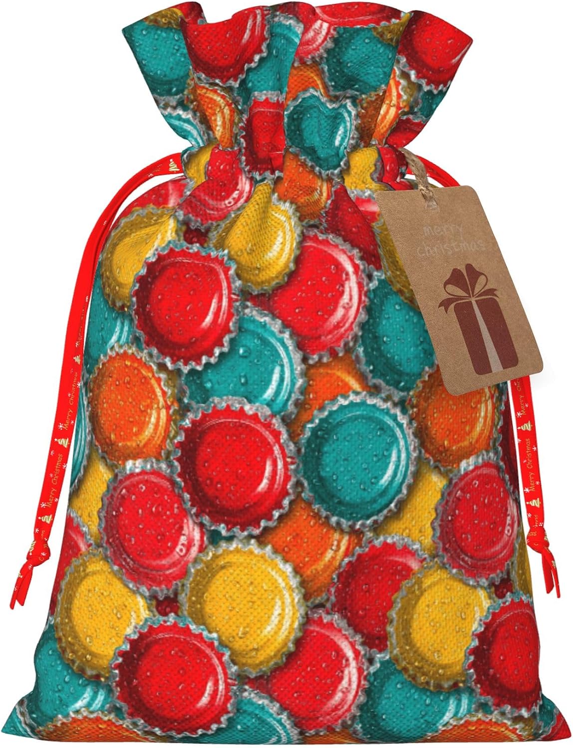Hekroxu Gift Bag Reusable Wrapping Bag For Holiday Party,Bottle Caps1