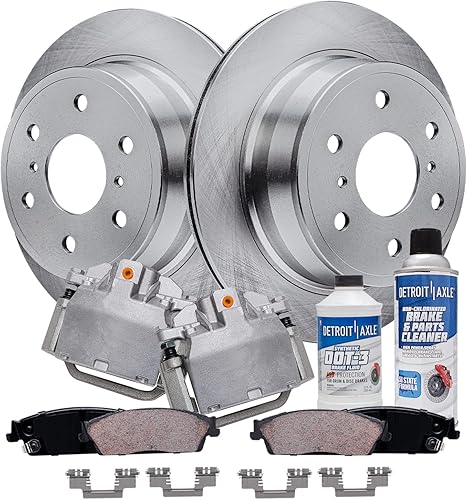 Detroit Axle - Kit de freno trasero para Chevy GMC Suburban Silverado Sierra Yukon XL 1500 Tahoe Escalade Rotores de freno de disco pastillas de