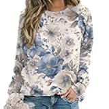 Floral Sweatshirts for Women Fall Fashion Oil Painting Flower Graphic Pullover Tops Crewneck Long Sleeve Y2K T Shirts