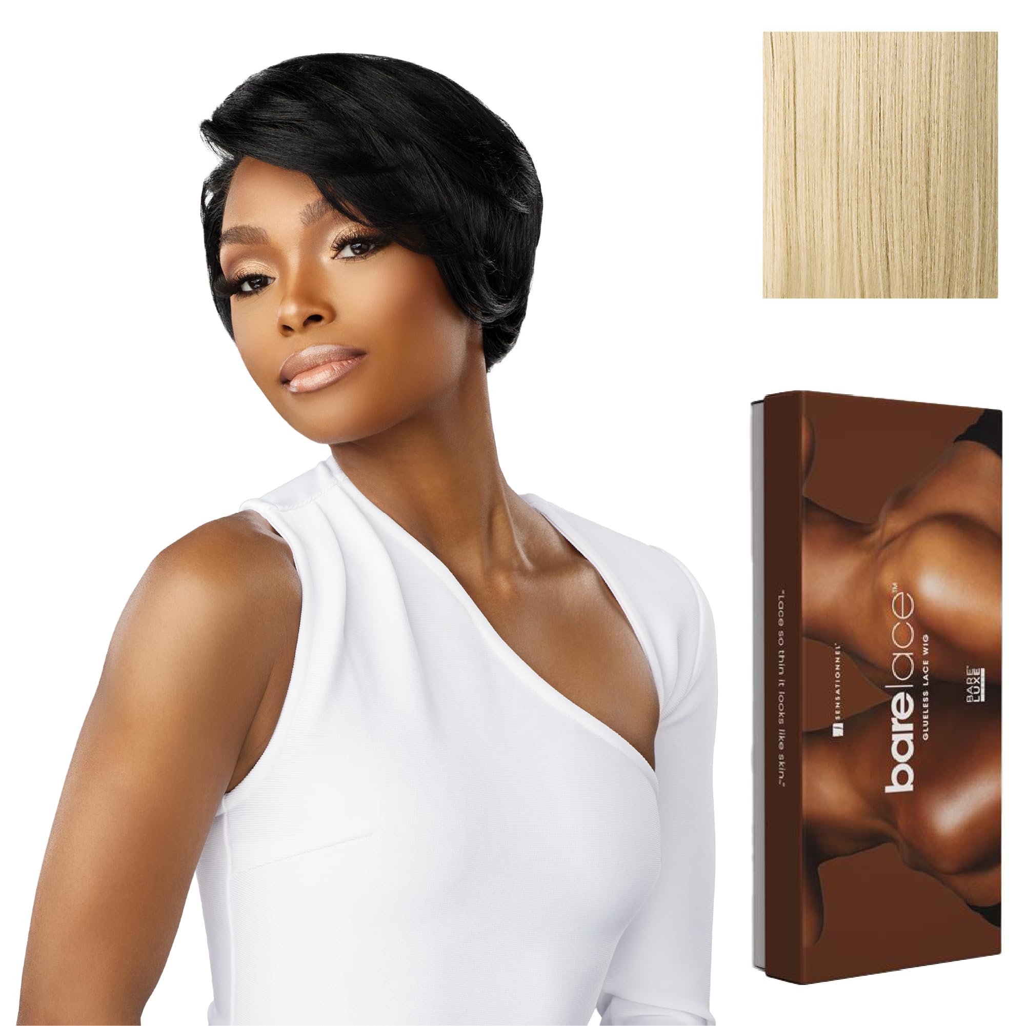 Sensationnel Bare Lace 13X6 Wigs - Unit 18 Lacefrontal Glueless Synthetic 180 Degree Preplucked Hairline (PLATINUMASHBLONDE)
