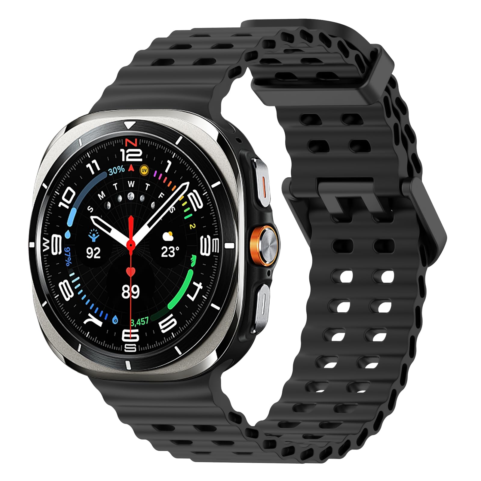 HAYONLIY Sport Silicone Bands Compatible for Samsung Galaxy Watch Ultra 47mm (2024), Breathable Wristband Waterproof Replacement Soft Silicone Strap for Women Men