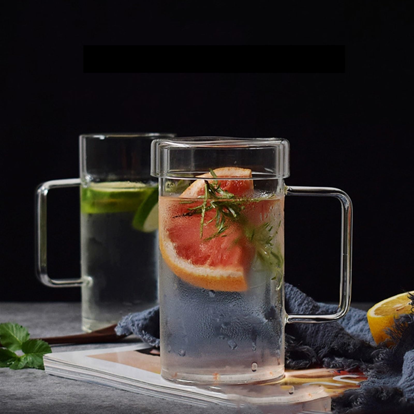 Glasbecher, handgefertigt, hitzebeständig, transparent, 700 ml, Saftbecher, Wasser, Bier, Trinkbecher, Büro, Trinkgeschirr, Wasserbecher (B)