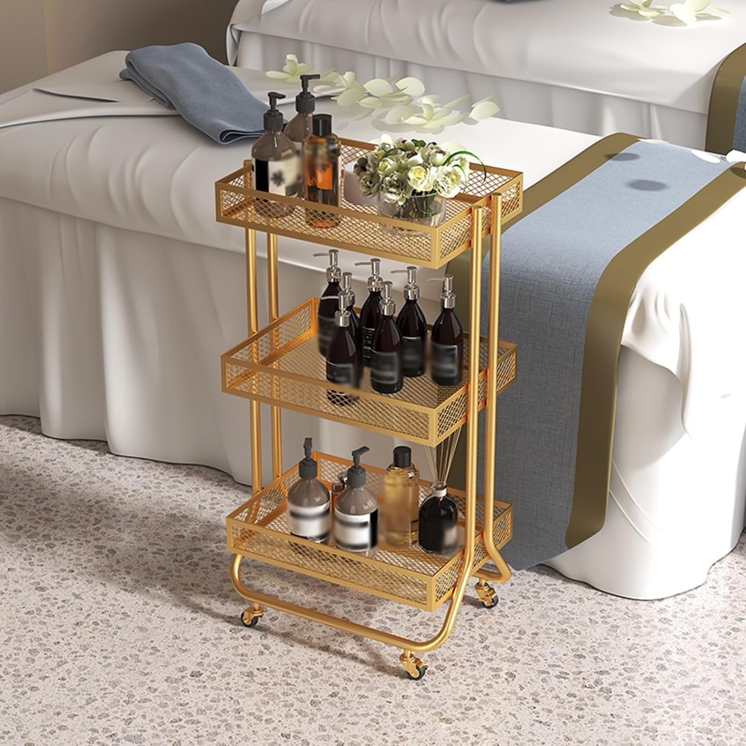 Carrello for Salone Carrello for Salone a 3 Livelli Carrello for Ferro Carrello con guardavia rialzata Carrello for Salone con rotelle Carrello for Salone(Gold)