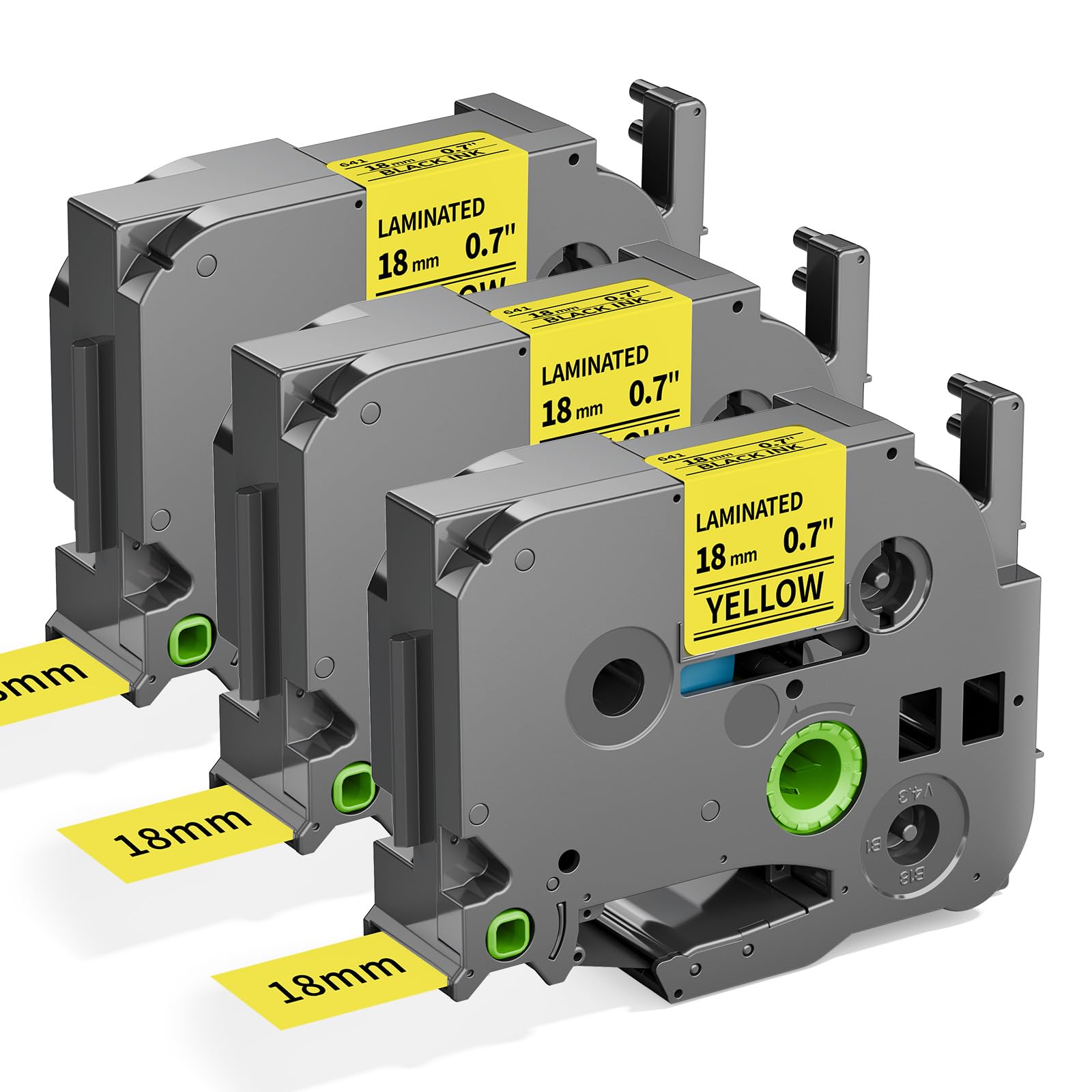 18mm Black on Yellow Label Tape Replacement for Brother TZe-641 TZe641 TZe 18mm 0.7 Laminated Yellow Tape Compatible with Brother P Touch Label for
