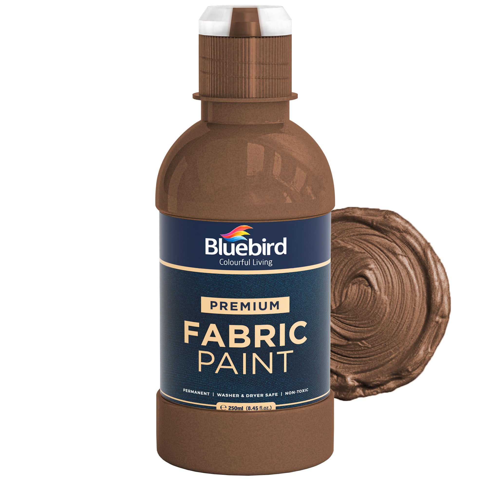 BLUEBIRD Fabric Paint, Coffee Brown, 8.5 Fl Oz, Permanent Fabric Paints for Clothes, Furniture Upholstery