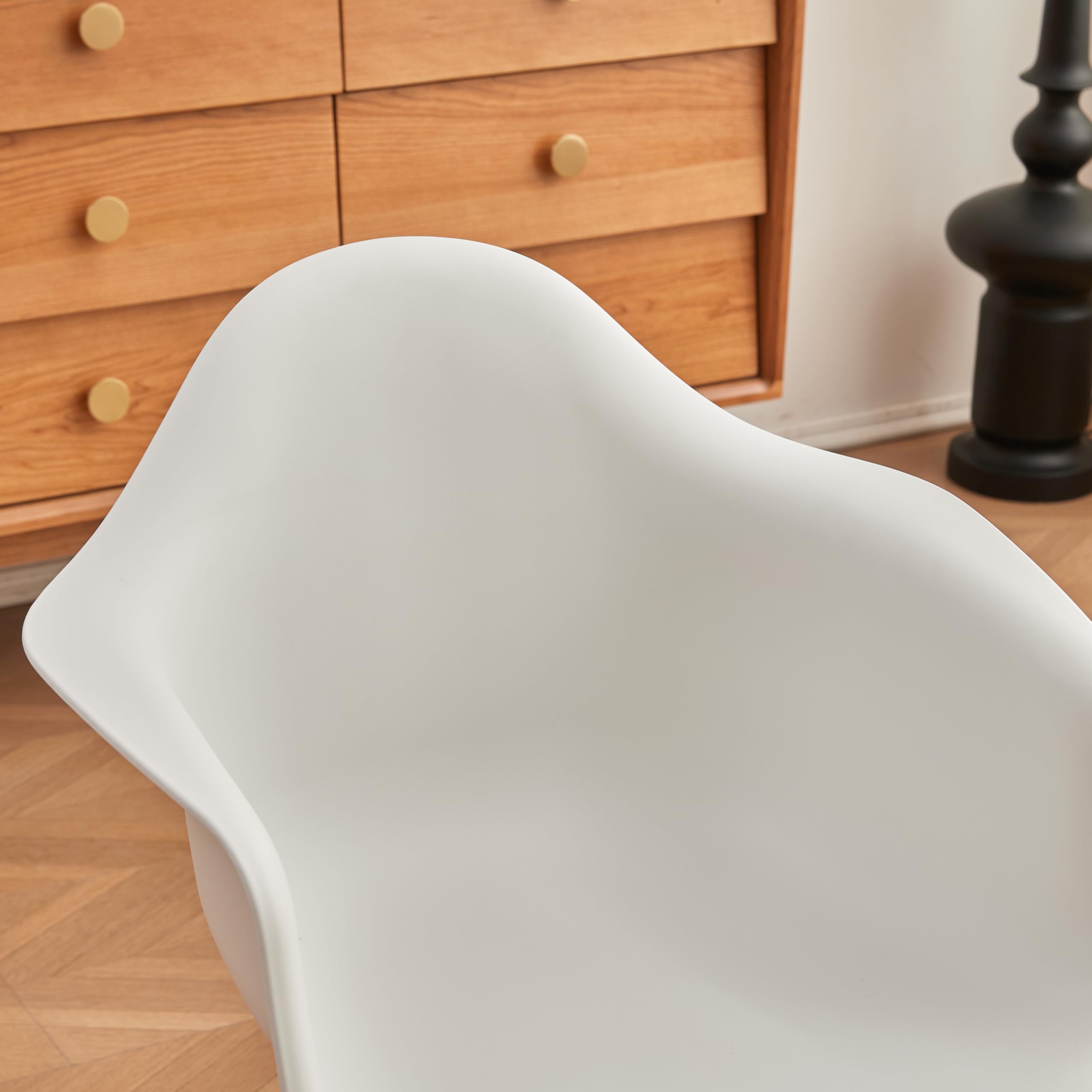 GrandCA HOME Pack de 6 Sillas de Comedor Sillas de Cocina Nórdicas con Patas de Madera de Haya, Sillones Modernos para Salón, Oficina, Dormitorio, Comedor, Blanco