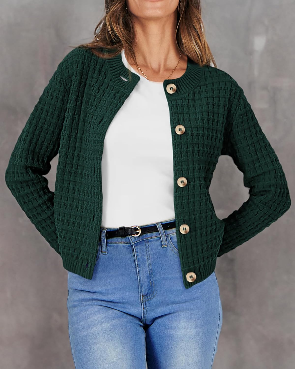 PRETTYGARDEN Women's Knit Cardigan Sweaters Casual Long Sleeve Open Front Button Down Trendy Jackets Outerwear - Image 7