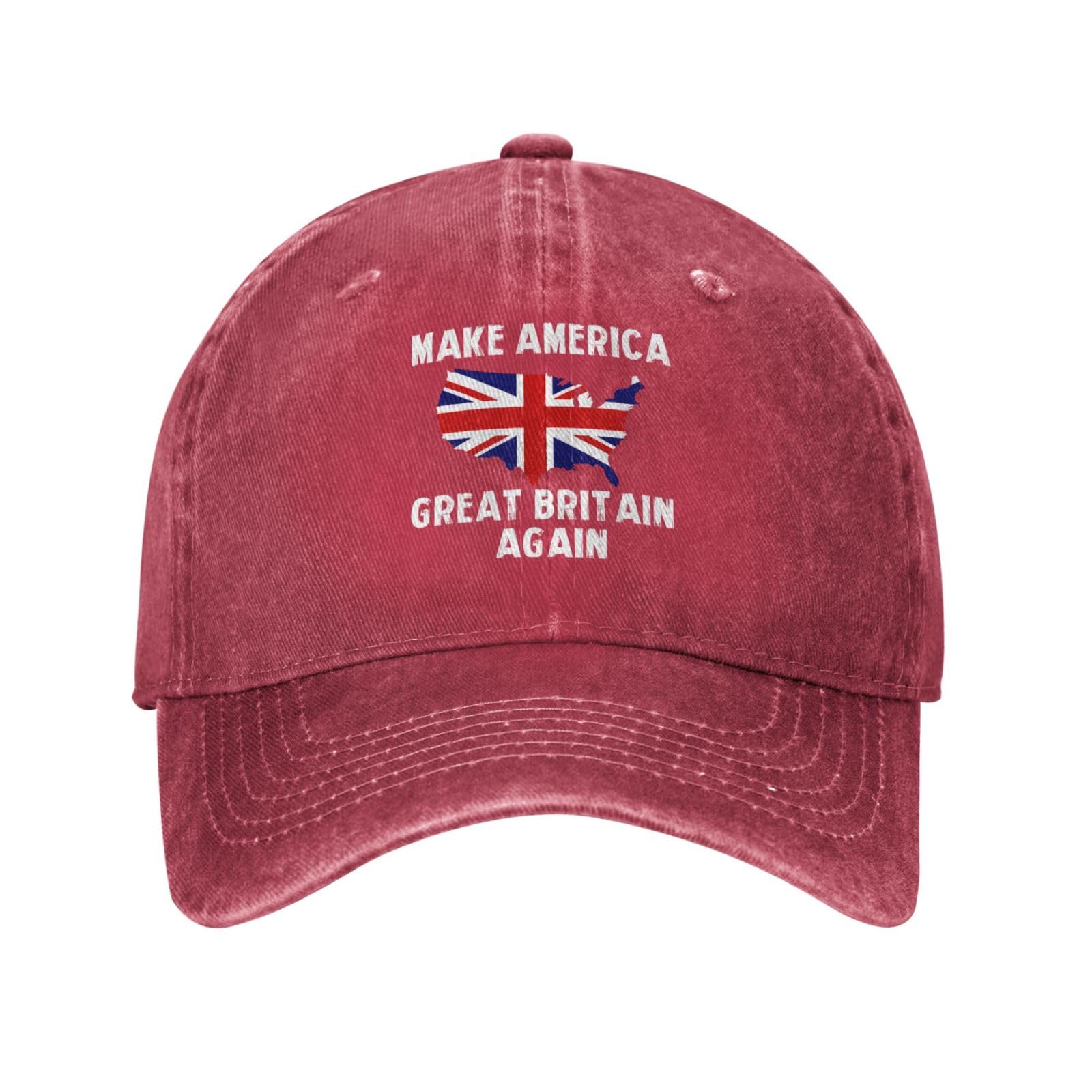 Kwqdozf Unisex Red Make America Great Britain Again Baseball Cap Adjustable Personalized Adult Sports Hats