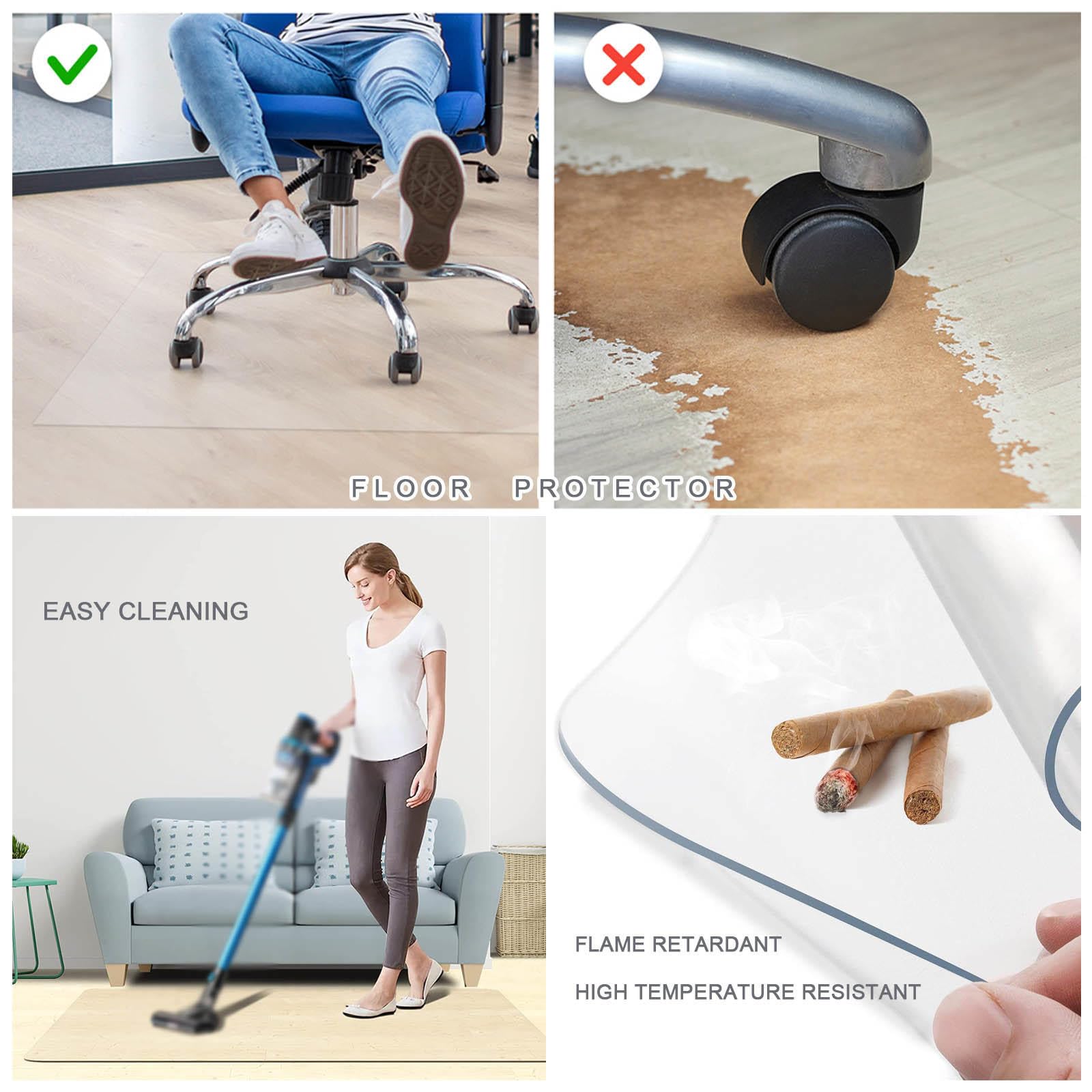 Chaise bureau Tapis de Protection sol,Tapis de chaise 100% transparent,facile à glisser,haute résistance aux chocs,antidérapant,90 100 120cm,plastique tapis de chaise de bureau,W×L-100×140cm（39*55in）
