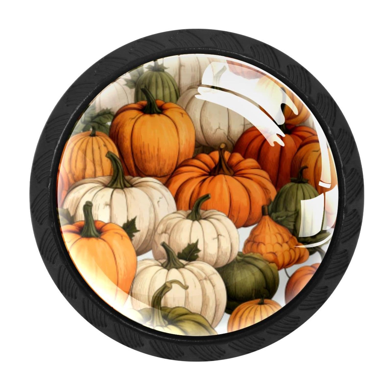 CHENZZZZ 4 Pack Black Thanksgiving Pumpkin Kitchen Handles, Cabinet Pulls Hardware for Cupboard Drawer Knobs Dresser Pulls