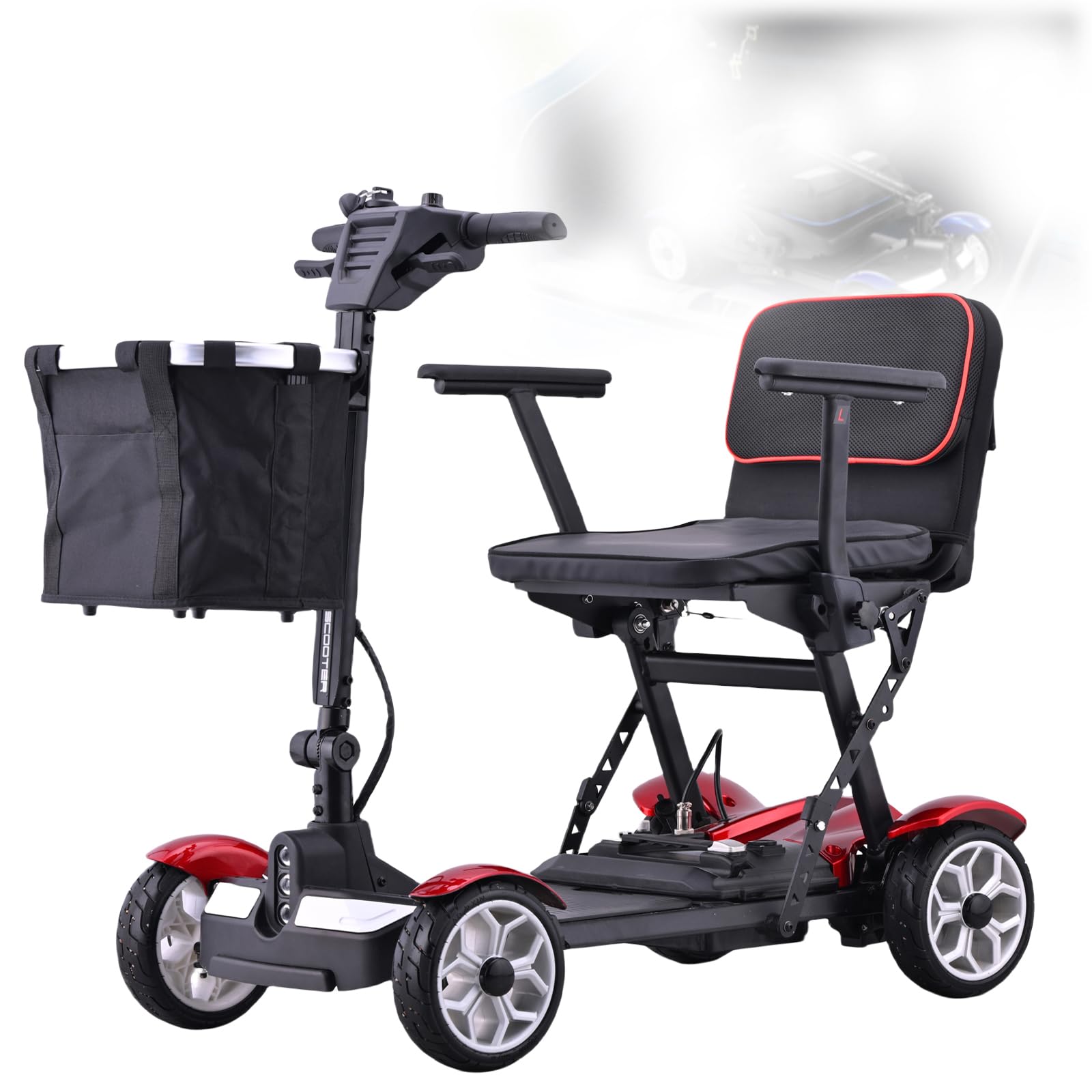 Scooters De Movilidad Ligeros De 4 Ruedas para Adultos,Scooter De Movilidad Plegable,Scooters para Personas Mayores,Carga 130 Kg/287 Lbs,para Personas Mayores Discapacitadas 20AH