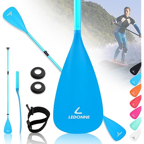 LEDONNE SUP Paddle 4-Piece Adjustable Kayak Paddle Floating Lightweight Paddle Board Oar with Aluminum Alloy Shaft and 2 Nylon Blades Best Price Based on Our 3 Million Sets Per Year 500 bought monthly