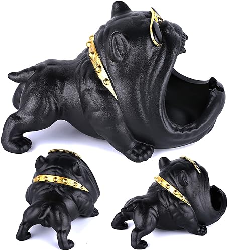 Miniatura 2 de Roaring hippo, Cenicero de cerámica, lindo cenicero creativo de perro de dibujos animados (negro), cenicero de escritorio para uso en interiores y