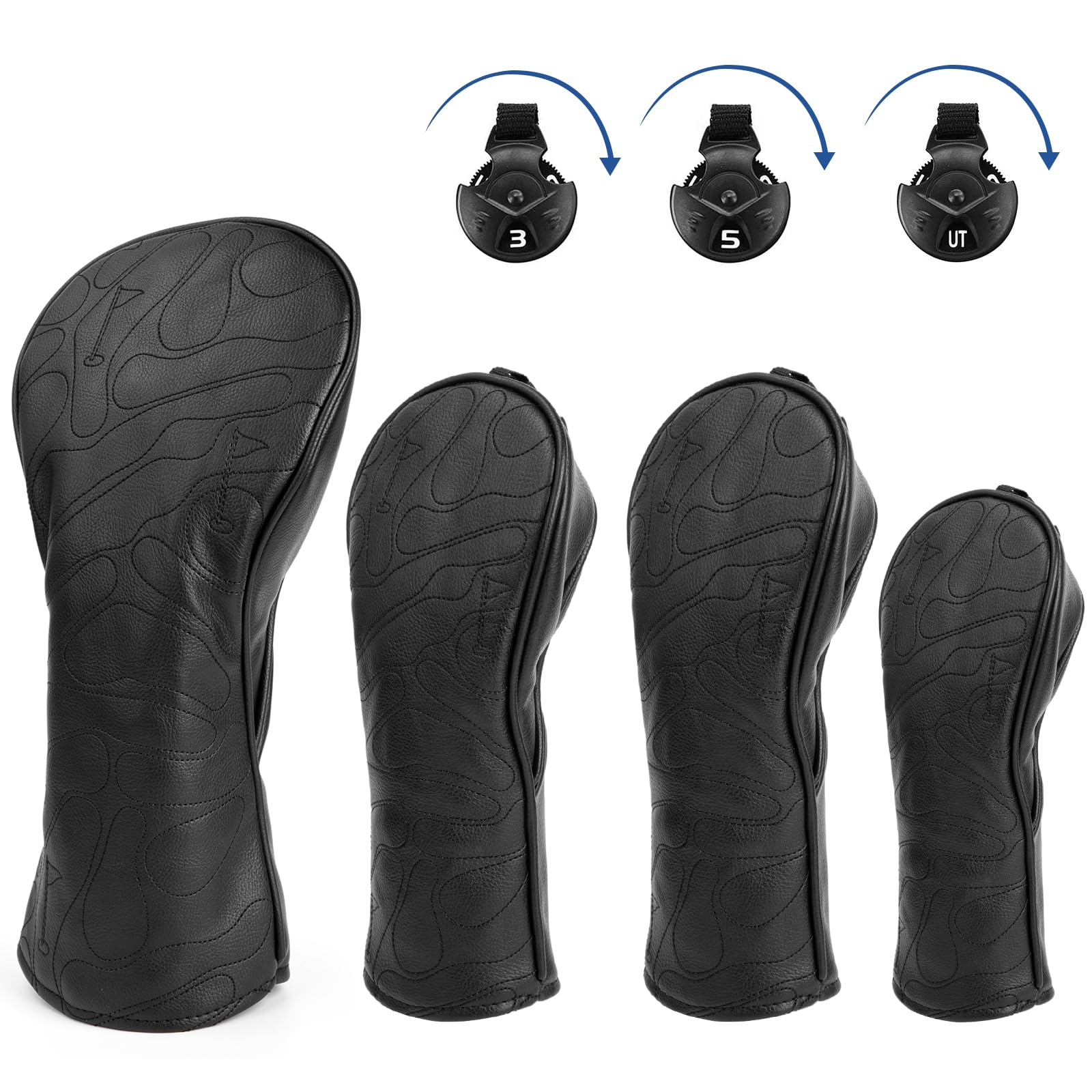 4PCS ゴルフクラブヘッドカバー ゴブレットゴルフヘッドカバー ゴルフウッドカバー Aliennana ドライバーカバー （DR)フェアウェイウッド（FW)、ユーティリティ用(UT) (ドライバー用(1枚)) PUレザー製