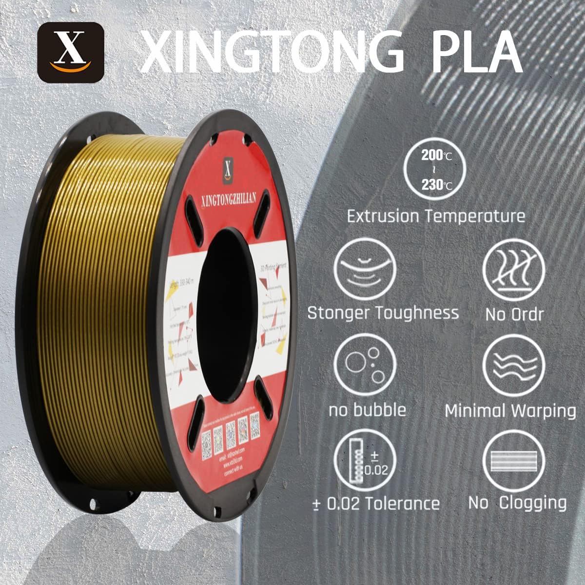 PLA 3D Printer Filament 1.75mm Printing Material Upgrade Version for 3D Printers Pens Accuracy +/- 0.02 mm Bronze 1kg/Spool