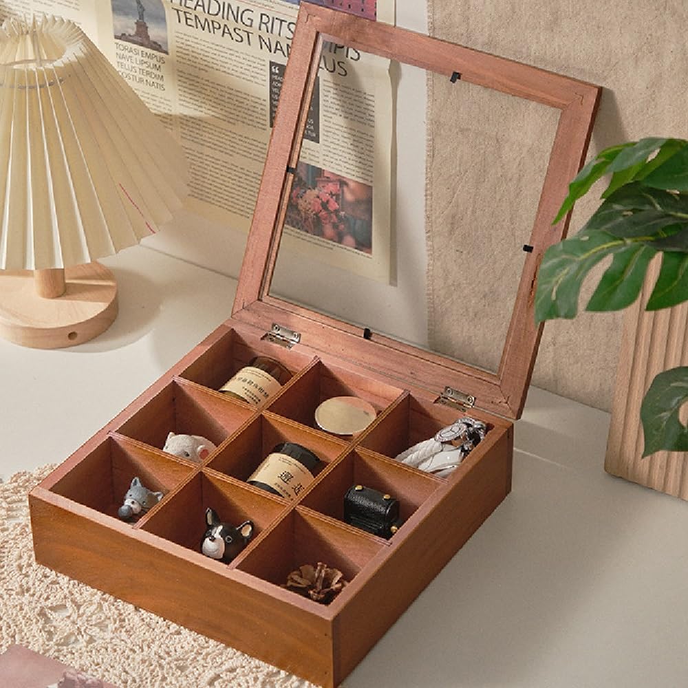 Amazon｜koundeneko コレクションボックス 木製 9仕切り ジュエリー