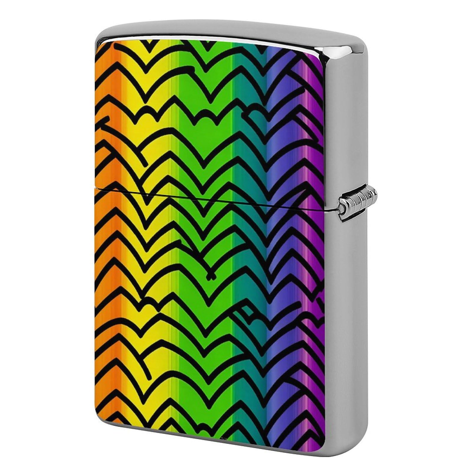 Gay Pride Rainbow Cigarette Lighter Case Metal Vintage Cigarette Flip Lighter Cover Pouches Kerosene Smoke Lighter Sleeve Pocket Lighters Double Side Cool Lighters for Men