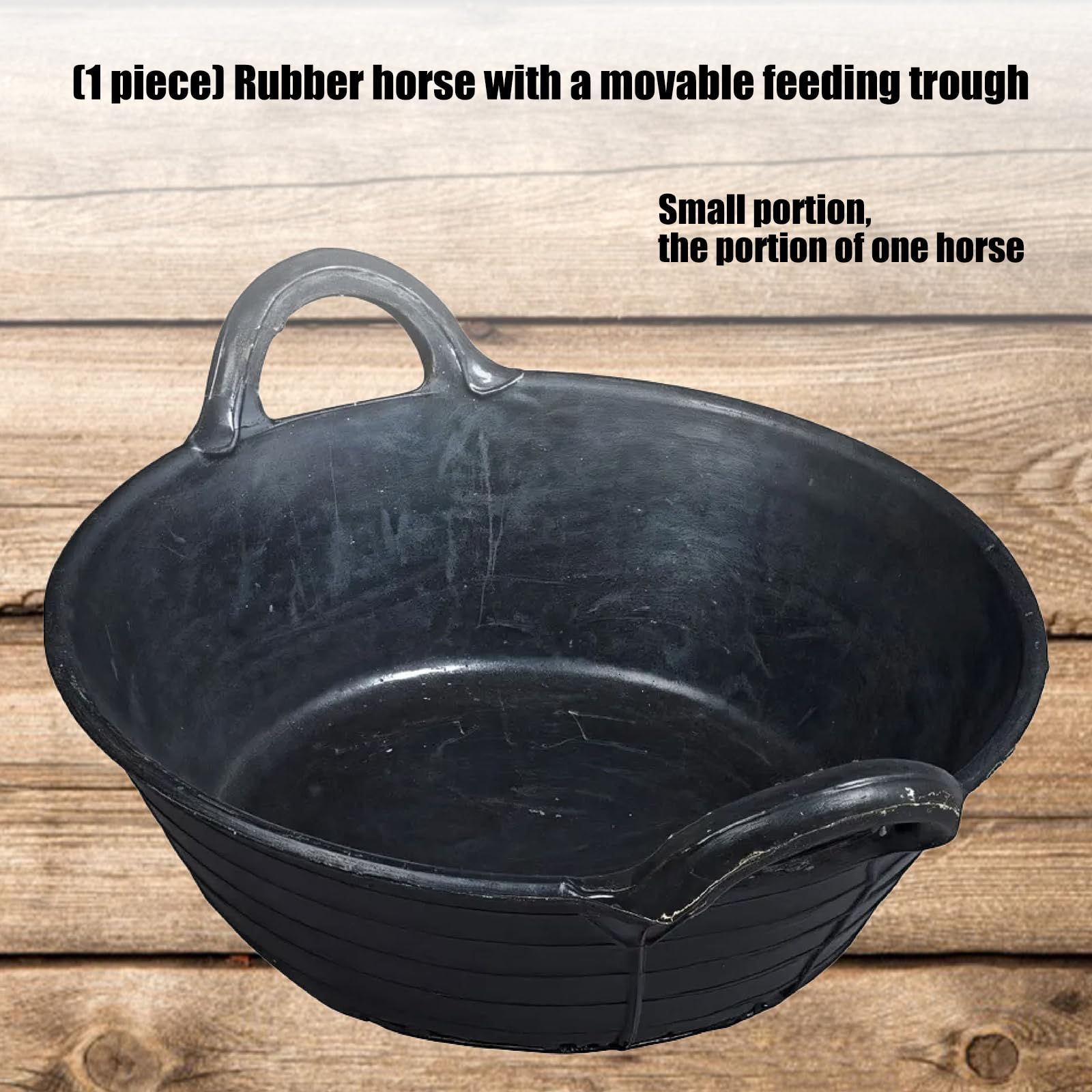 Pesebre de goma resistente para el cuidado de los caballos, parte inferior texturizada y forma espaciosa, bueno para múltiples caballos. Comedero de goma para caballos
